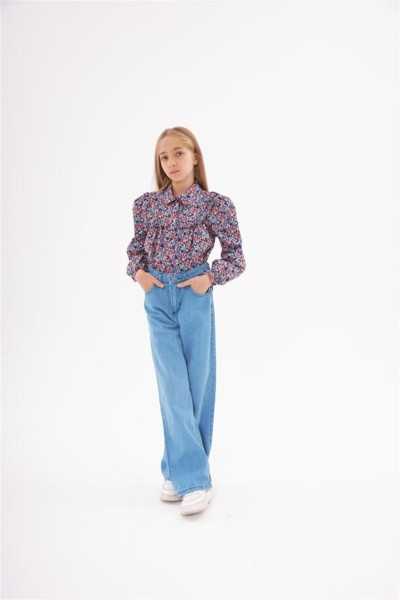 \"Hilal Akıncı Girls' Floral Long Sleeve Shirt and Jeans Set - TYC00682055411\"