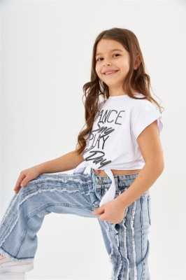 Hilal Akıncı Kids Kız Çocuk Dance Yazılı Bağlamalı Parçalı Mavi Kot Pantolon 2'li Takım HA0162-3 Hilal Akıncı Kids Kız Çocuk Dance Yazılı Bağlamalı Parçalı Mavi Kot Pantolon 2'li Takım HA0162-3
