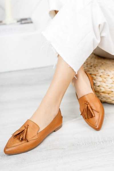 Deripabuc Hakiki Deri Taba Kadın Deri Babet Dp58-4026 DP58-4026