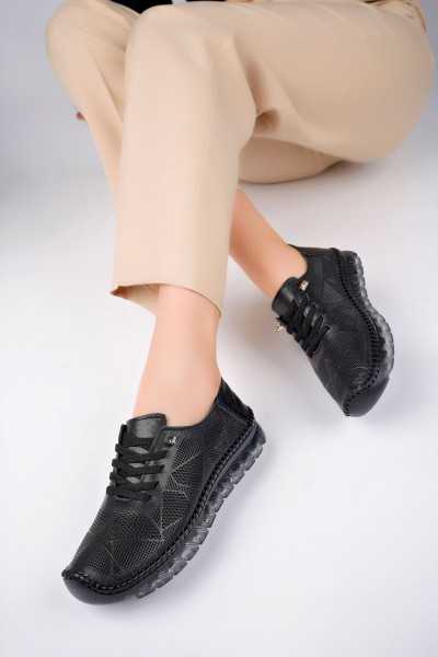 Deripabuc Genuine Leather Black Female Leather Casual Dp75-0698 DP75-0698