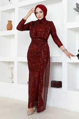 ModaMerve Pul Payet Abiye END5582 Bordo ModaMerve Pul Payet Abiye END5582 Bordo