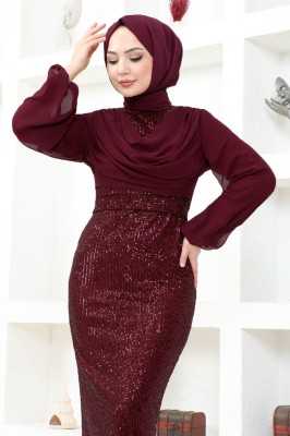 ModaMerve Pul Payet Abiye END5573 Bordo ModaMerve Pul Payet Abiye END5573 Bordo