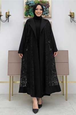 TRENDTESETTÜR KADIN SİYAH DANTELLİ ABAYA T 0387 24YFRCTR0387 TRENDTESETTÜR KADIN SİYAH DANTELLİ ABAYA T 0387 24YFRCTR0387