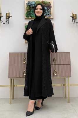 TRENDTESETTÜR KADIN SİYAH DANTELLİ ABAYA T 0387 24YFRCTR0387 TRENDTESETTÜR KADIN SİYAH DANTELLİ ABAYA T 0387 24YFRCTR0387