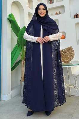 Bym Fashion Dantel Abaya 7884 Siyah