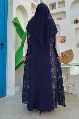 Bym Fashion Dantel Abaya 7884 Siyah