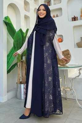 Bym Fashion Dantel Abaya 7884 Siyah