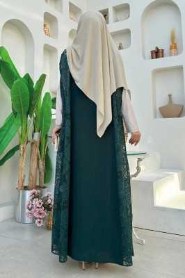 Bym Fashion Dantel Abaya 7884 Siyah