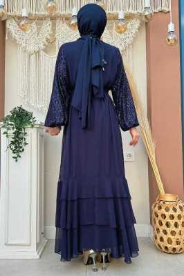 Bym Fashion Pulpayet İşlemeli Abaya ve Elbise Takım 8483 Zümrüt Bym Fashion Pulpayet İşlemeli Abaya ve Elbise Takım 8483 Zümrüt
