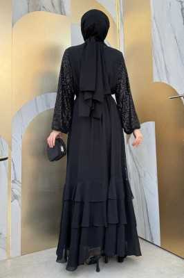Bym Fashion Pulpayet İşlemeli Abaya ve Elbise Takım 8483 Zümrüt Bym Fashion Pulpayet İşlemeli Abaya ve Elbise Takım 8483 Zümrüt