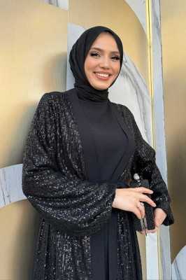 Bym Fashion Pulpayet İşlemeli Abaya ve Elbise Takım 8483 Zümrüt Bym Fashion Pulpayet İşlemeli Abaya ve Elbise Takım 8483 Zümrüt