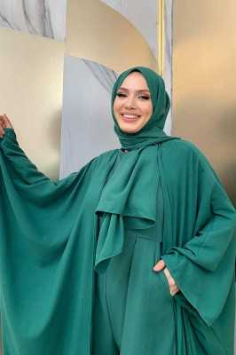 Bym Fashion Şalıyla Birlikte Tulum ve Abaya İkili Takım 8519 Siyah