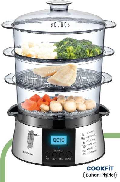 GoldMaster Cookfit 120 Liter Digital Steamer GM-7269 With Digital Display With Time Setting For 10 Minutes